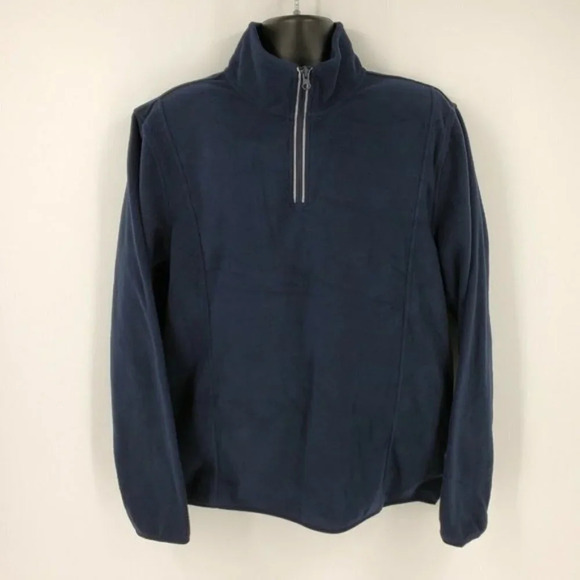 Vintage 1946 Partial Zip Fleece Knit Sweater in Mood Indigo Size L NWT - Picture 2 of 8